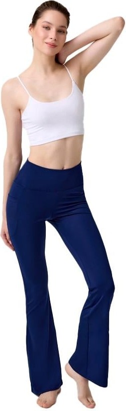 Cottonhill Beauty Cottonhill Lacivert Yüksek Bel Çift Cepli İspanyol Paça Kadın Tayt