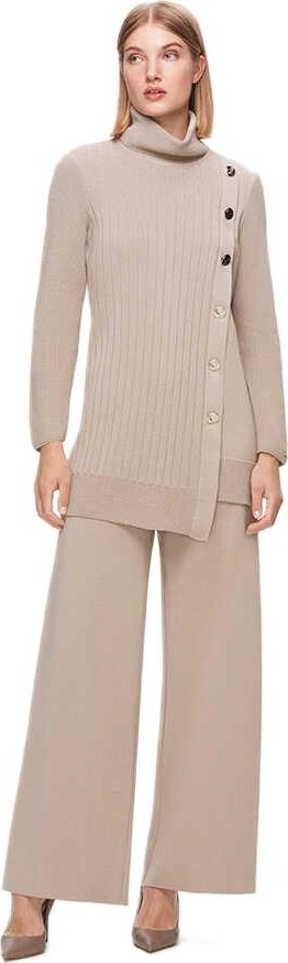 Miss Dalida Kalın Fitilli Dik Yaka Triko Tunik T25K-6014 görsel 2