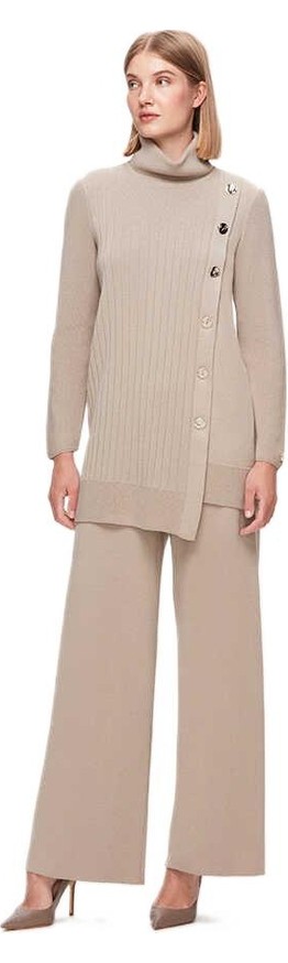 Miss Dalida Kalın Fitilli Dik Yaka Triko Tunik T25K-6014 görsel 3