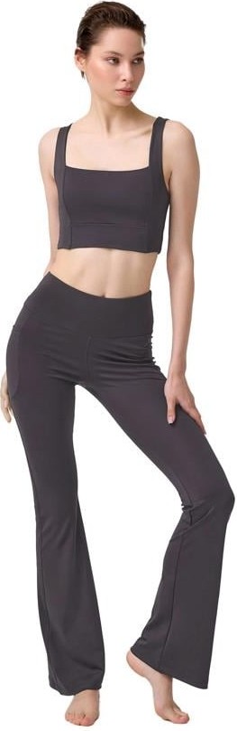 Cottonhill Beauty Cottonhill Lacivert Yüksek Bel Çift Cepli İspanyol Paça Kadın Tayt