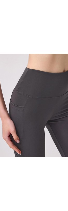Cottonhill Beauty Cottonhill Lacivert Yüksek Bel Çift Cepli İspanyol Paça Kadın Tayt görsel 4