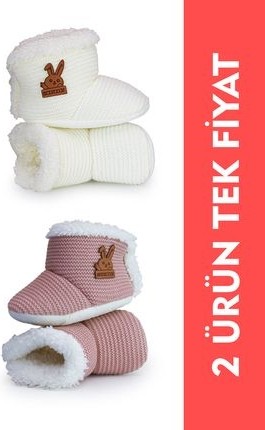 MinyTim Bebek Panduf, Polar Astarlı Kaydırmaz Taban Çok Renkli Düz Desenli