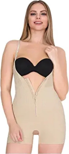 KORSEFABRİKA Trend Mood STORE KORSEFABRİKA Agraflı ve Fermuarlı Kısa Paça Toparlayıcı Zayıflatan Badi Korse Kadın Seamless