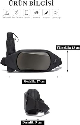 Aesco Unisex Bel Çantası Kabuklu Bel Çanta Suya Dayanıklı Çapraz Göğüs Çantası Bodybag Günlük Spor Yürüyüş (K850) görsel 3