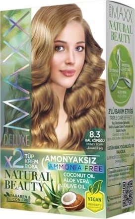 Aesco Maxx Deluxe Natural Beauty Amonyaksız Set Saç Boyası 8.3 Bal Köpüğü
