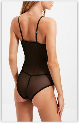 Deep Secret Siyah Dantel ve Tül Detaylı Body DS200572B görsel 2