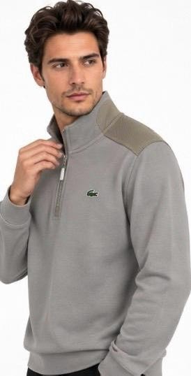 Lacoste Fermuar Yaka Bej Regular Fit Uzun Kol