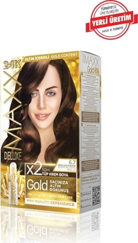 Die Grup Maxx Deluxe Gold Serisi 24K Altın Parçacıklı Serum ile 1 Kutu 2 x 50 ml ve Geliştiriciler Saç Boyası (Çikolata Kahve 6.7) görsel 3