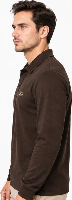 Lacoste Polo Çıtçıtlı Kapama Acı Kahve Regular Fit Uzun Kol görsel 5
