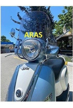 Aras Moto Sym Fiddle Ön Siperlik Camı Açık Füme Saydam Uzun Tip 42CM ,bağlantı Aparatlı -Arasmoto