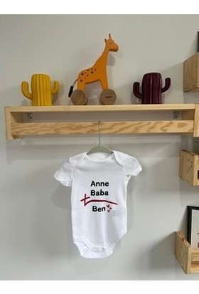 Aras Baskı Evi Özel Tasarım Anne Baba Ben Baskılı Organik Pamuklu Bebek Body Zıbın