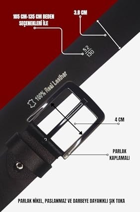 1001 ERKEK%100 Hakiki Deri Siyah Kemer görsel 5
