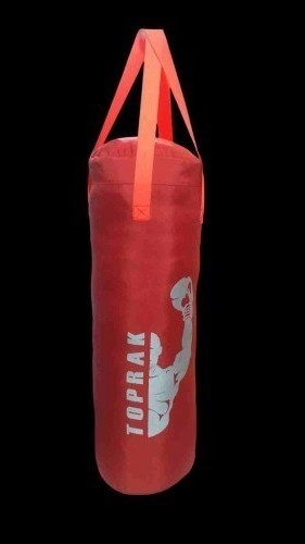 TeknoKapsül Boks Torbası Eldiven ve Karabina Hediyeli Içi Dolu 60X22CM Kırmızı görsel 2