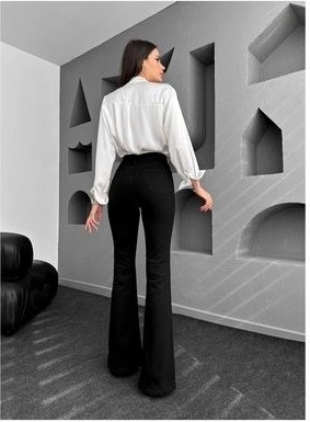 Limabel Milano Lacivert Ispanyol Paça Jeans Yüksek Bel Power Likra Kot Pantolon(1 Beden Büyük Alınız) görsel 7