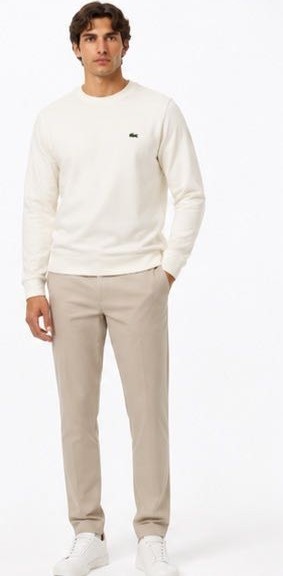 Lacoste Bisiklet Yaka Ekru Regular Fit Sweatshırt
