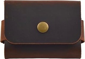 1001 Hakiki Deri Minimal Kartlık, Erkek & Kadın Minimalist Kartvizitlik, Tek Çıtçıtlı Şık Para V görsel 2