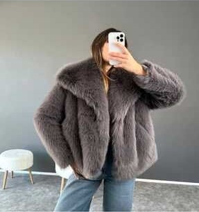 Moda Durağı Taş Rengi Içi Astarlı Premium Kaliteli Kürk görsel 7