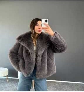 Moda Durağı Taş Rengi Içi Astarlı Premium Kaliteli Kürk görsel 6