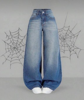 DENİKK Y2K Baggy Fit Mavi Pantolon Erkek Günlük Kullanım İçin Pamuklu Orta Kalınlık
