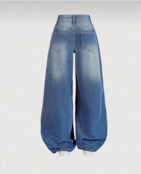 DENİKK Y2K Baggy Fit Mavi Pantolon Erkek Günlük Kullanım İçin Pamuklu Orta Kalınlık görsel 3
