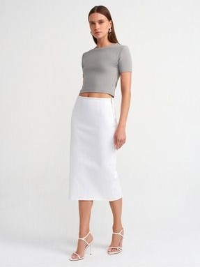 Dilvin 30124 Crop T-Shirt-Gri görsel 3