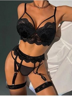 Mmowens Jartiyer Takımı Dantelli 5 Parça Siyah Jartiyer görsel 4