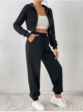 Sbc Sport Ikili Jogger Eşofman Altı-Siyah ve Gri Lastik Paça Yüksek Bel Eşofman görsel 2