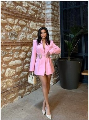 Belirtilmemiş Kadın Düz Desenli Kemer Detaylı Blazer Ceket Uzun Kol Regular Kalıp Casual Stil görsel 8