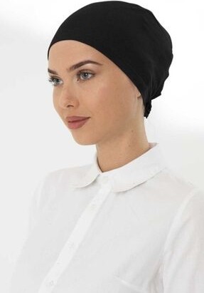 Belifanti Collection Düz Tesettür Penye Bone 1' Li Paket- Siyah görsel 2