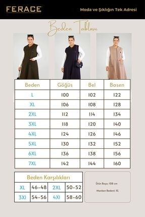 FERACE Kadın Haki Renk Büyük Beden Yelek Uzun Stil Çelik Örme Viskon Özellikli görsel 2