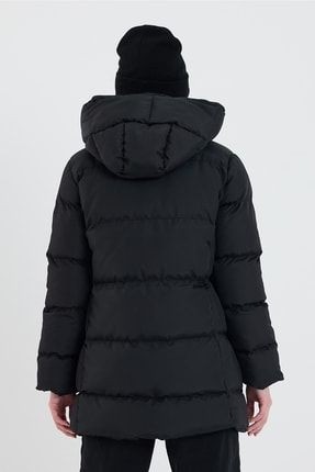 Önder Moda Kadın Siyah Su ve Rüzgar Geçirmez Kapişonlu Kışlık Şişme Mont & Kaban & Parka - 03 görsel 5