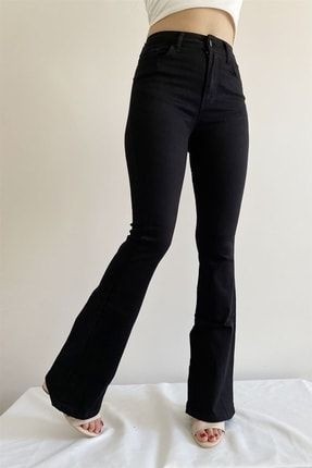 Limabel Milano Lacivert Ispanyol Paça Jeans Yüksek Bel Power Likra Kot Pantolon(1 Beden Büyük Alınız)