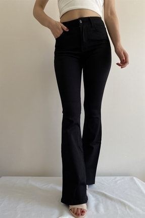 Limabel Milano Lacivert Ispanyol Paça Jeans Yüksek Bel Power Likra Kot Pantolon(1 Beden Büyük Alınız) görsel 5
