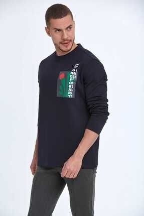 Voltaj Stand For Art Baskılı Bisiklet Yaka Sweatshirt Bordo