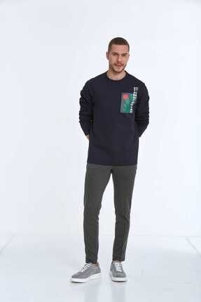 Voltaj Stand For Art Baskılı Bisiklet Yaka Sweatshirt Bordo görsel 2