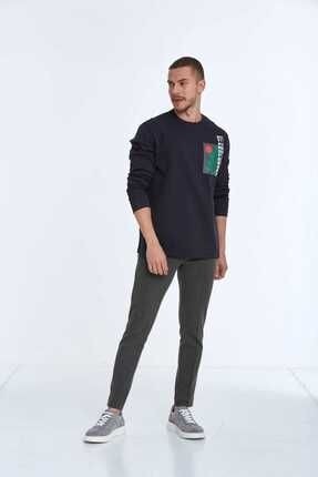 Voltaj Stand For Art Baskılı Bisiklet Yaka Sweatshirt Bordo görsel 3