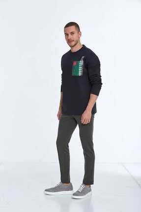 Voltaj Stand For Art Baskılı Bisiklet Yaka Sweatshirt Bordo görsel 4