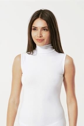 Urban Bold Balıkçı Yaka Beyaz Kolsuz Body