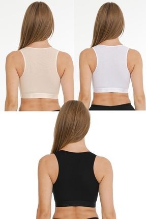 Parlingerie Sporcu Emzirme Büstiyeri 3lü Set Siyah-Beyaz-Ten görsel 3