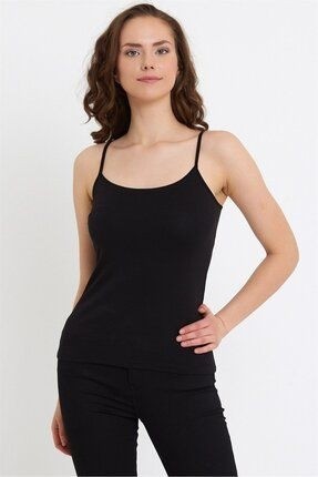 Lonca Tekstil Kadın Ip Askılı Siyah Pamuklu Atlet Lonca Tekstil görsel 2