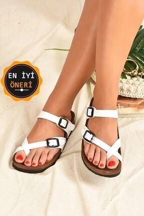 Diggo Beyaz Anatomik Parmak Arası Yazlık Günlük Birken Mayari Terlik görsel 3