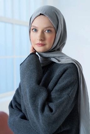 Modakaşmir Neo Pamuk Şal, Yumuşak Dokulu, Duman Renk, Hafif ve Düz Desenli, İlkbahar-Yaz Günlük Kullanım için İdeal görsel 8