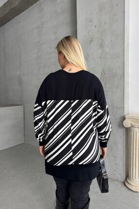 Stil Diva Büyük Beden V Yaka Uzun Kollu Bileği Lastikli Yırtmaçlı Bluz 303085 görsel 7