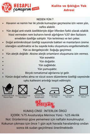 Hasyün Erkek Siyah %61 Yün Ter Emici Kaşındırmaz Içlik Uzun Kol Üst Alt Takım görsel 7
