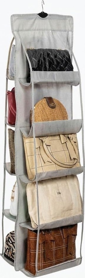 Orret Home 10 Bölmeli Askılı Çanta Organizeri, 37X125 cm Gri Renk, Dolap Içi Asılabilir Ç