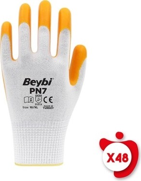 TeknoKapsül 10 Beden Sarı Polyester Örme Nitril Eldiven 48 Adet