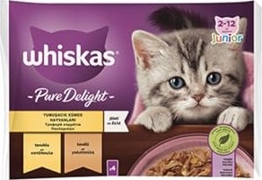 Aesco Whiskas Pouch Pure Delight Jöle Içinde Tavuklu ve Hindili Yavru Kedi Konservesi 4X85 gr