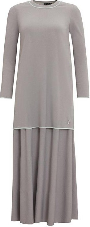 Miss Dalida Gri Renk Şeritli Temiz Kesim Triko Tunik T25Y-6031