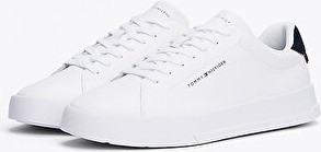 Tommy Hilfiger Erkekler İçin Tommy Hilfiger Th Court Lth Detaıl Ess Beyaz Düz Taban Ayakkabı Konforlu Kullanım görsel 2
