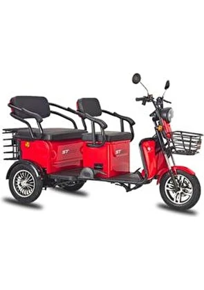 Resim Stmax Elit 940 Elektrikli Moped 60V 24Ah Batarya ile 200 KG Taşıma Kapasitesi 3 Tekerlekli Kırmızı 